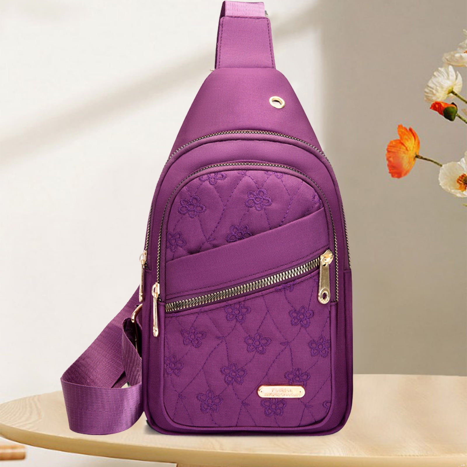 Suncoda Sling Bag for Women, Crossbody Sling Backpack Small Sling Bag Multipurpose Crossbody Shoulder Bag Travel Hiking Backpack, Sling Bag for Men #5-Purple - Image 5