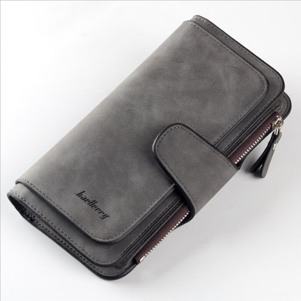 Women Lady Leather Trifold Card Wallet Clutch Checkbook Handbag Zip Purse Card Phone Holder Long Design Lady Fashion Wallets One Size Black - Image 1