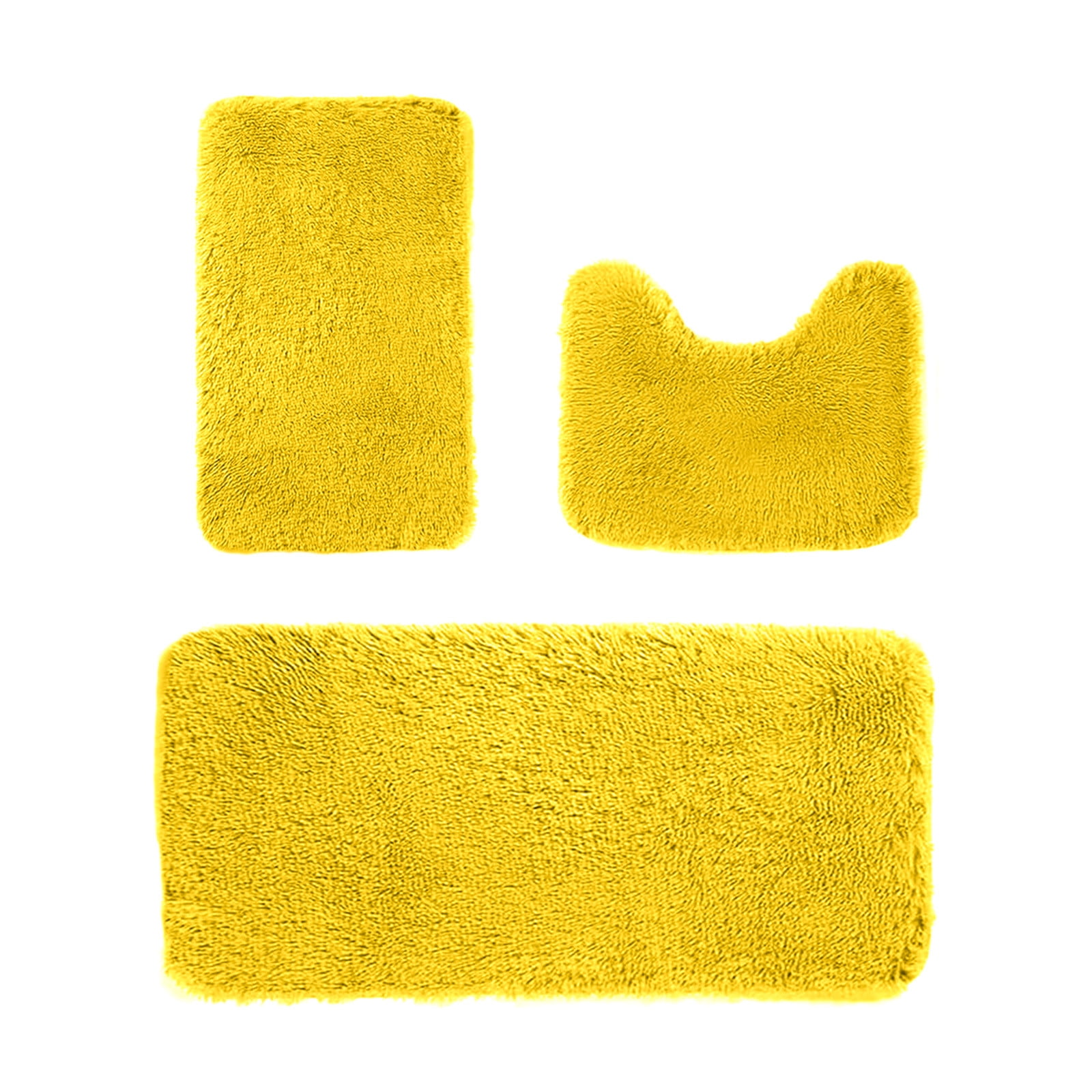 Under $5 Tyidzon Bathroom Rugs Solid Color Bath Mats 3 Set Bath Mats for bathroom Toilet Mats Universal Soft Comfortable Water Absorption Non-Slip Thick Machine Washable Easier to Dry AYellow - Image 2