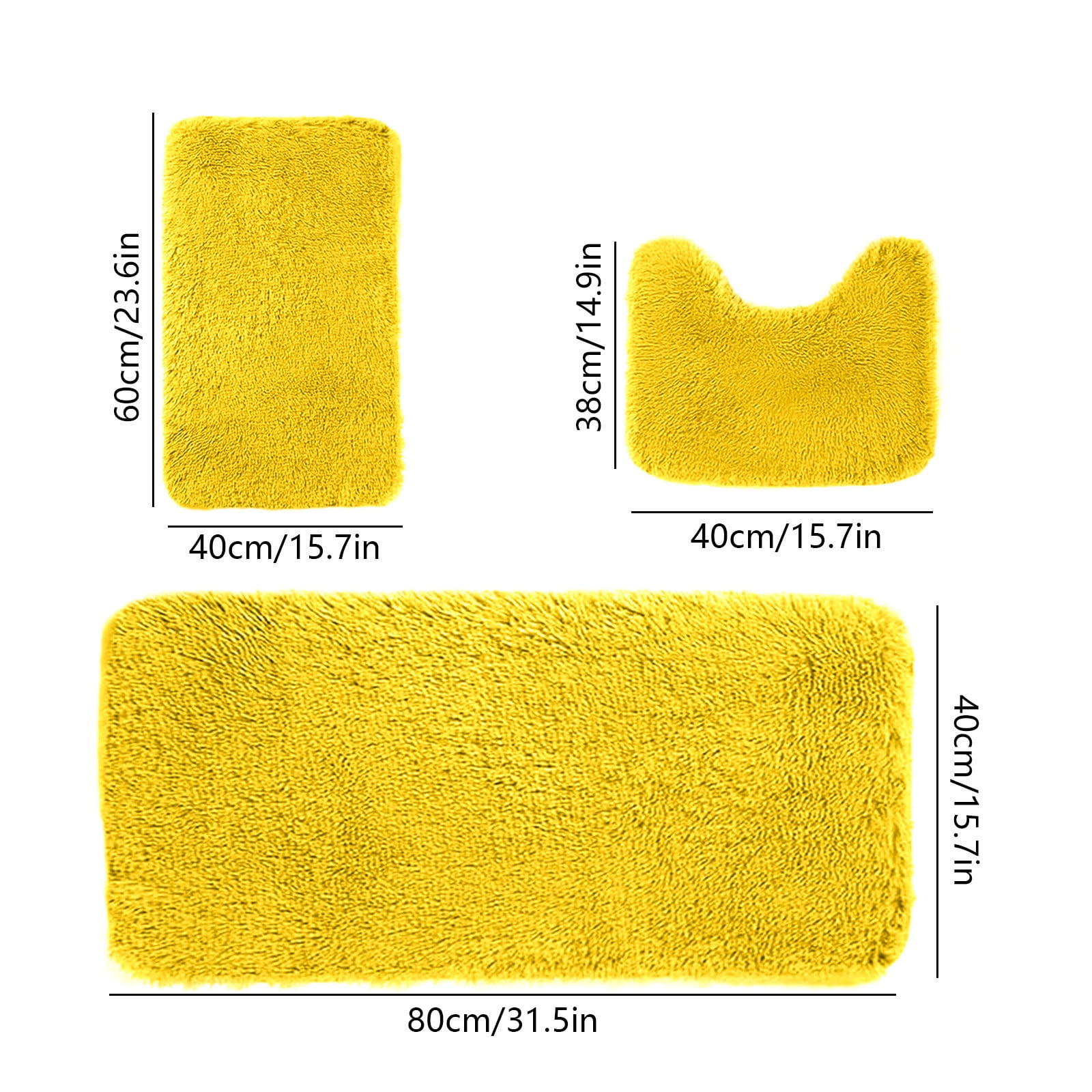 Under $5 Tyidzon Bathroom Rugs Solid Color Bath Mats 3 Set Bath Mats for bathroom Toilet Mats Universal Soft Comfortable Water Absorption Non-Slip Thick Machine Washable Easier to Dry AYellow - Image 3