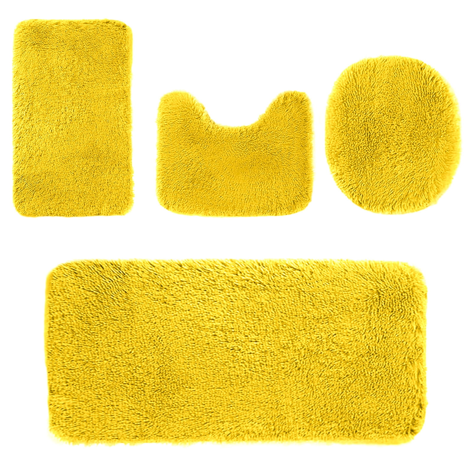 Under $5 Tyidzon Bathroom Rugs Solid Color Bath Mats 3 Set Bath Mats for bathroom Toilet Mats Universal Soft Comfortable Water Absorption Non-Slip Thick Machine Washable Easier to Dry AYellow 2 - Image 2