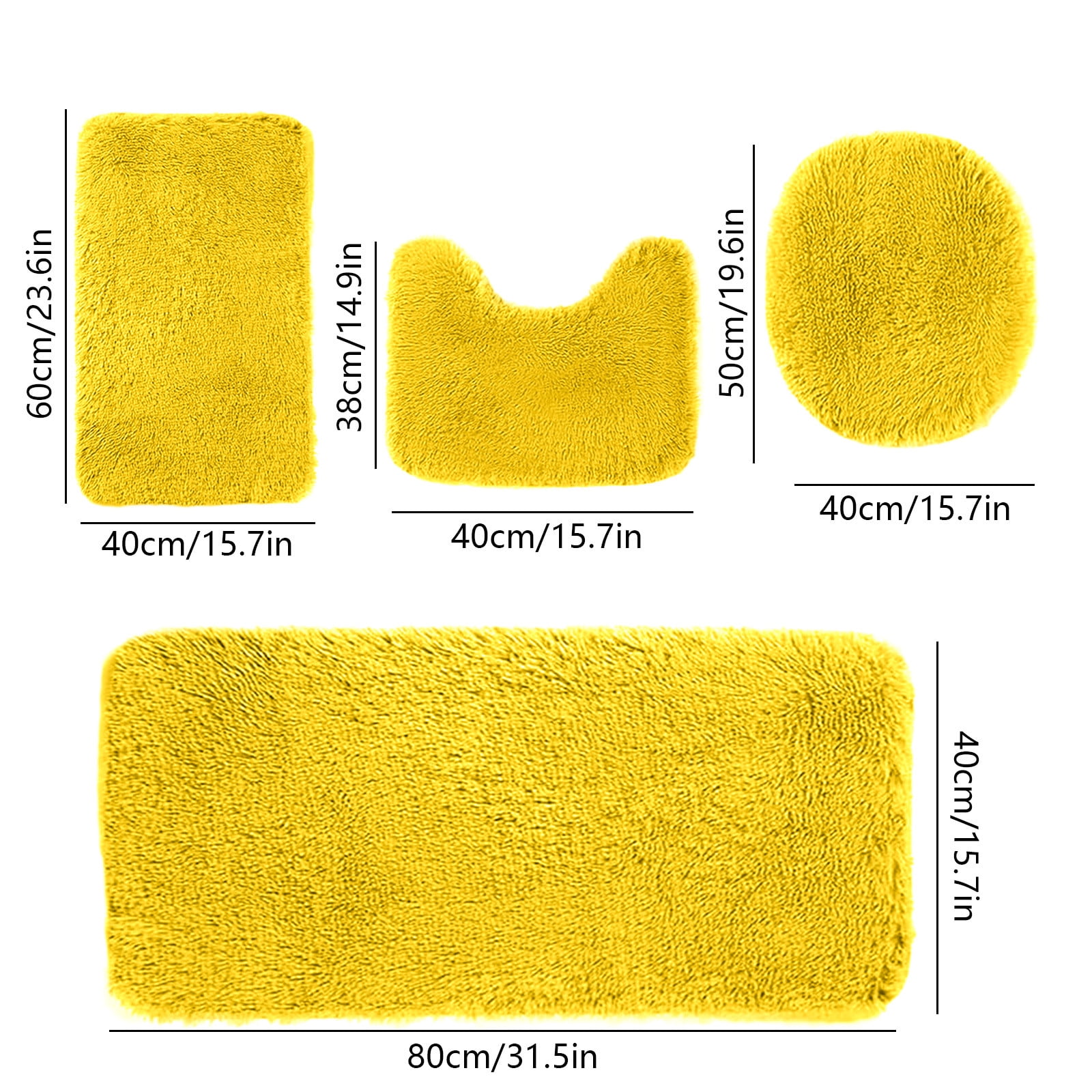 Under $5 Tyidzon Bathroom Rugs Solid Color Bath Mats 3 Set Bath Mats for bathroom Toilet Mats Universal Soft Comfortable Water Absorption Non-Slip Thick Machine Washable Easier to Dry AYellow 2 - Image 3