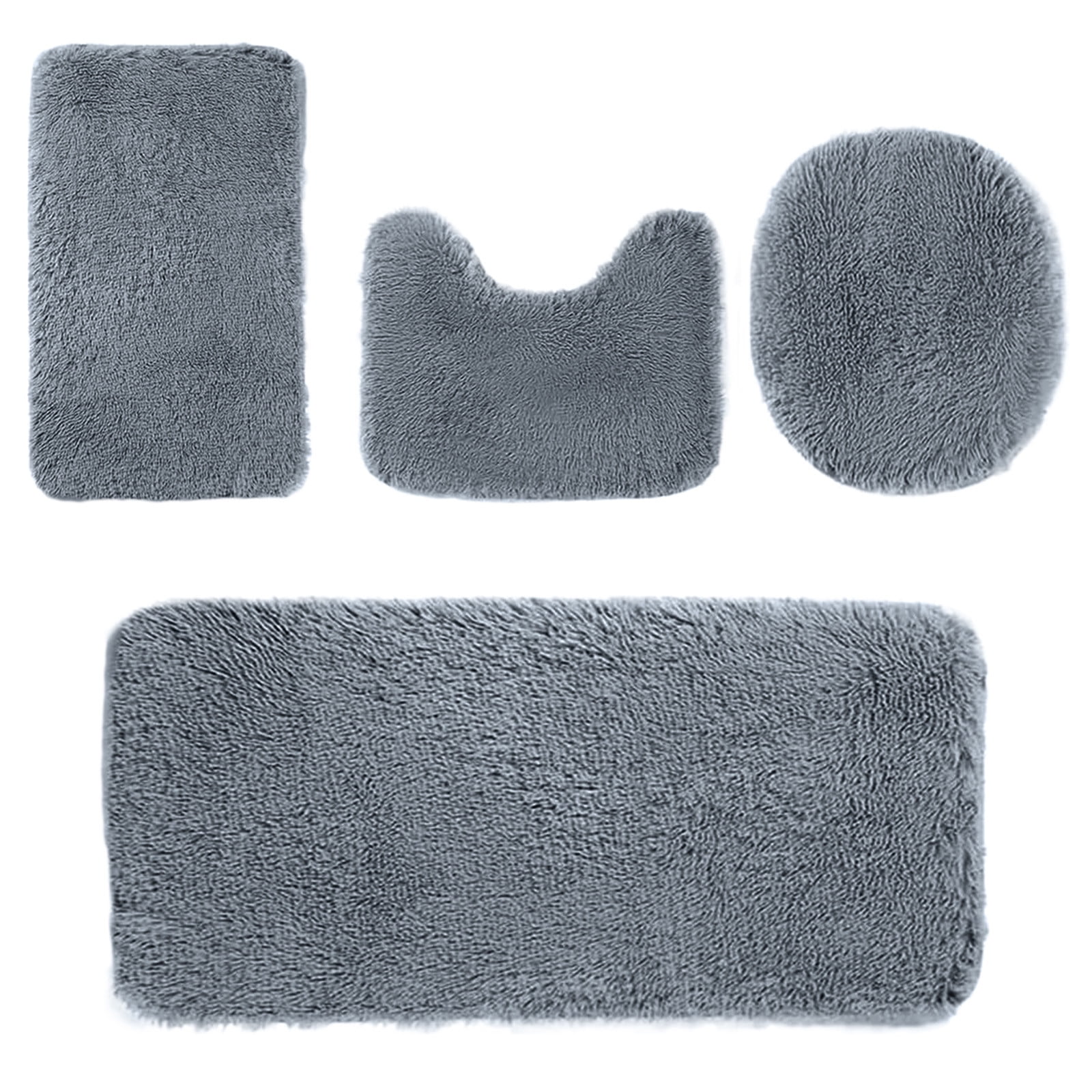 Under $5 Tyidzon Bathroom Rugs Solid Color Bath Mats 3 Set Bath Mats for bathroom Toilet Mats Universal Soft Comfortable Water Absorption Non-Slip Thick Machine Washable Easier to Dry BDark Gray 2 - Image 2