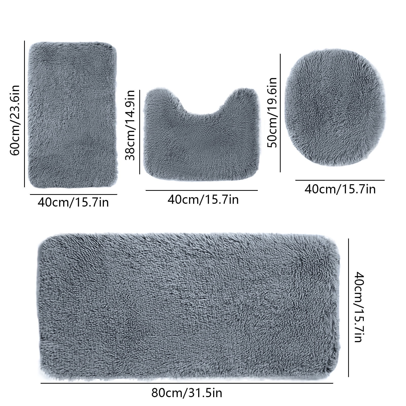 Under $5 Tyidzon Bathroom Rugs Solid Color Bath Mats 3 Set Bath Mats for bathroom Toilet Mats Universal Soft Comfortable Water Absorption Non-Slip Thick Machine Washable Easier to Dry BDark Gray 2 - Image 3