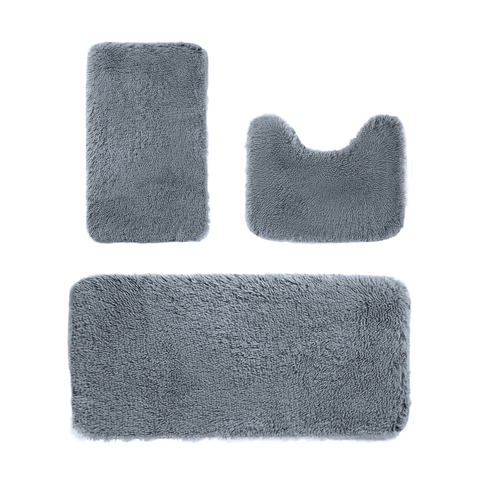 Under $5 Tyidzon Bathroom Rugs Solid Color Bath Mats 3 Set Bath Mats for bathroom Toilet Mats Universal Soft Comfortable Water Absorption Non-Slip Thick Machine Washable Easier to Dry BDrak Gray - Image 2