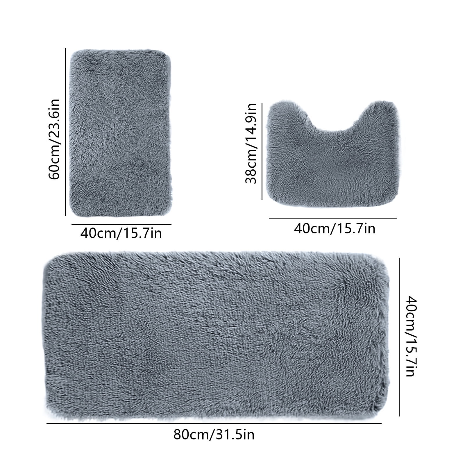 Under $5 Tyidzon Bathroom Rugs Solid Color Bath Mats 3 Set Bath Mats for bathroom Toilet Mats Universal Soft Comfortable Water Absorption Non-Slip Thick Machine Washable Easier to Dry BDrak Gray - Image 3