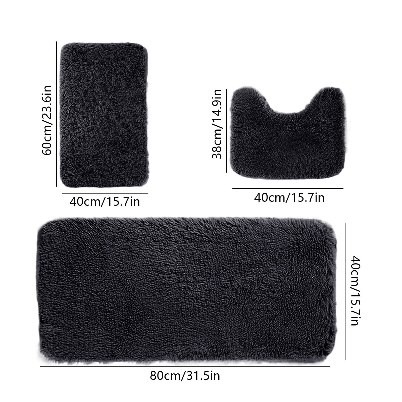 Under $5 Tyidzon Bathroom Rugs Solid Color Bath Mats 3 Set Bath Mats for bathroom Toilet Mats Universal Soft Comfortable Water Absorption Non-Slip Thick Machine Washable Easier to Dry Black - Image 3