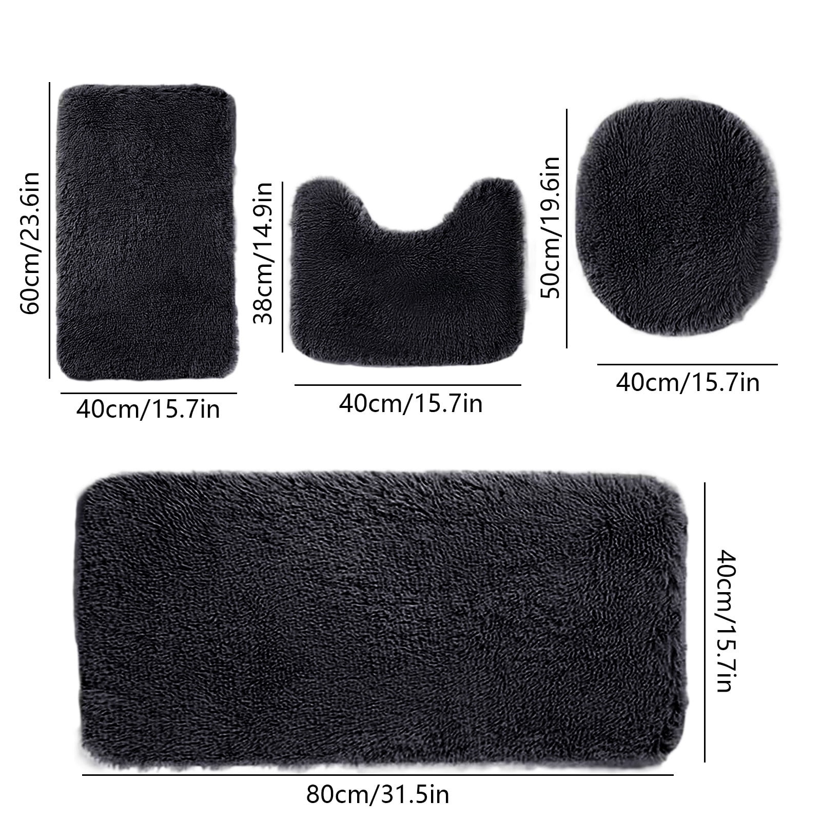 Under $5 Tyidzon Bathroom Rugs Solid Color Bath Mats 3 Set Bath Mats for bathroom Toilet Mats Universal Soft Comfortable Water Absorption Non-Slip Thick Machine Washable Easier to Dry Black 2 - Image 3