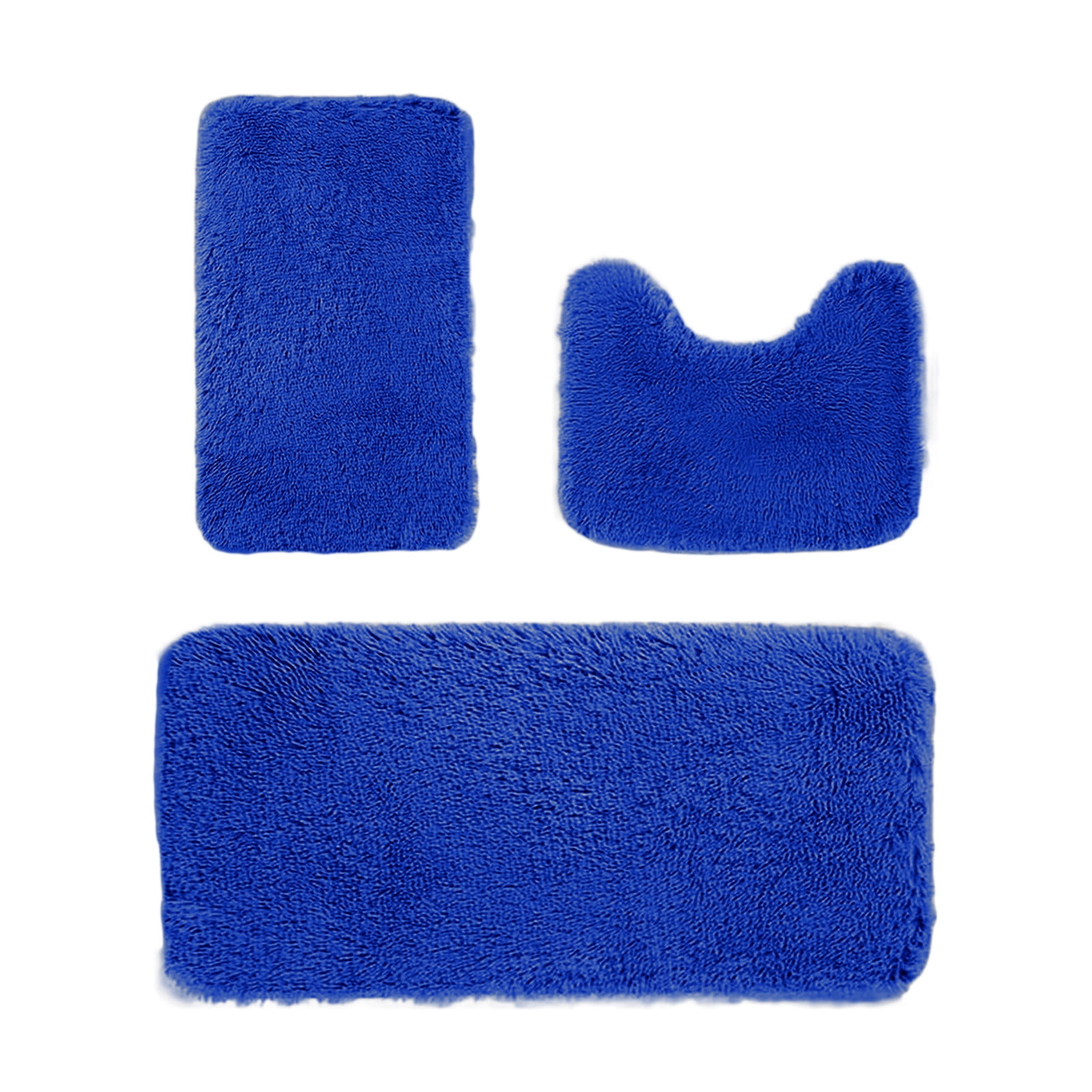 Under $5 Tyidzon Bathroom Rugs Solid Color Bath Mats 3 Set Bath Mats for bathroom Toilet Mats Universal Soft Comfortable Water Absorption Non-Slip Thick Machine Washable Easier to Dry Blue - Image 2