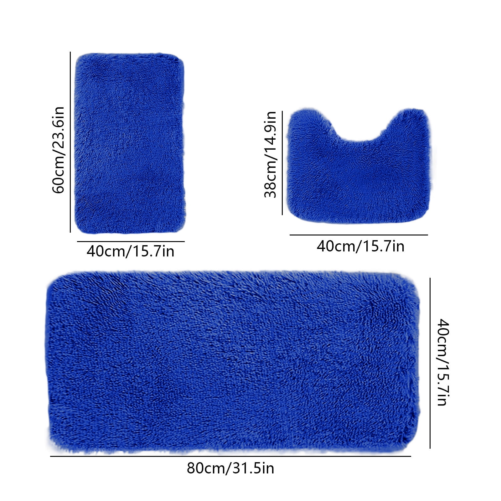 Under $5 Tyidzon Bathroom Rugs Solid Color Bath Mats 3 Set Bath Mats for bathroom Toilet Mats Universal Soft Comfortable Water Absorption Non-Slip Thick Machine Washable Easier to Dry Blue - Image 3