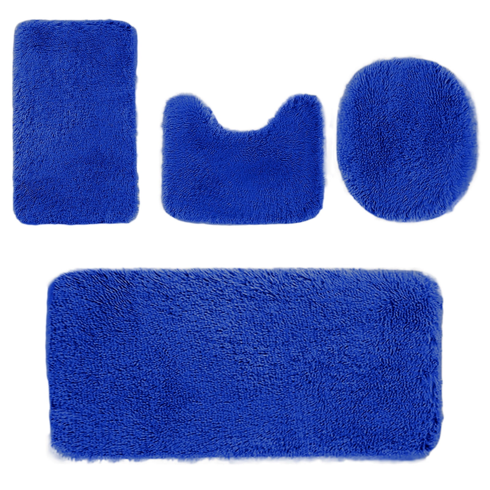 Under $5 Tyidzon Bathroom Rugs Solid Color Bath Mats 3 Set Bath Mats for bathroom Toilet Mats Universal Soft Comfortable Water Absorption Non-Slip Thick Machine Washable Easier to Dry Blue 2 - Image 2