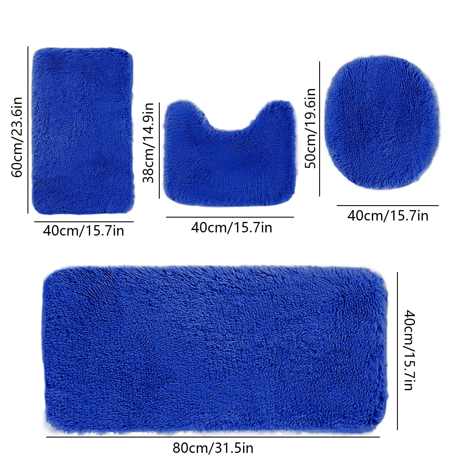 Under $5 Tyidzon Bathroom Rugs Solid Color Bath Mats 3 Set Bath Mats for bathroom Toilet Mats Universal Soft Comfortable Water Absorption Non-Slip Thick Machine Washable Easier to Dry Blue 2 - Image 3