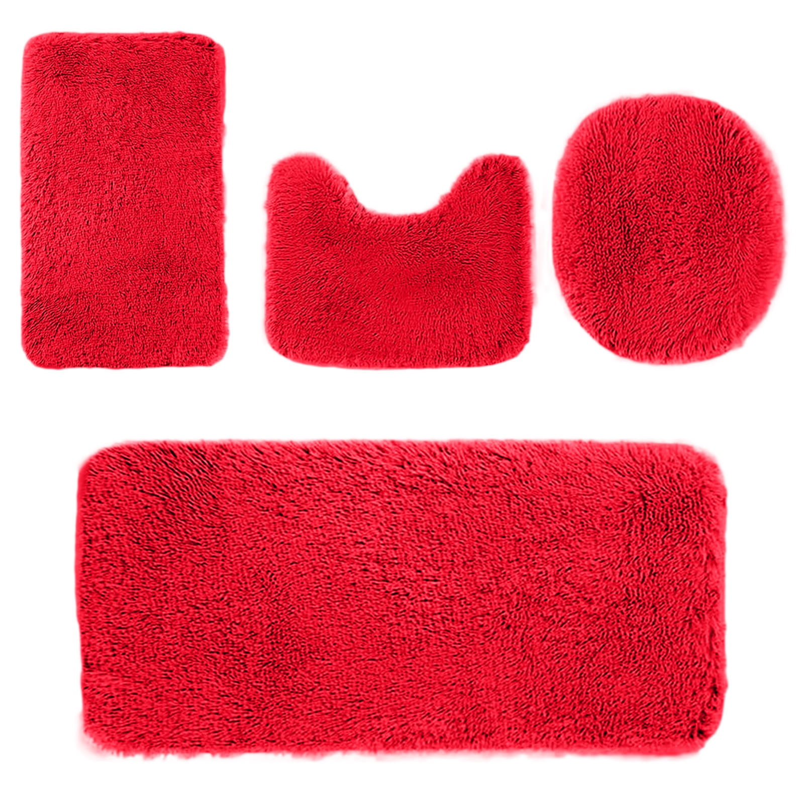 Under $5 Tyidzon Bathroom Rugs Solid Color Bath Mats 3 Set Bath Mats for bathroom Toilet Mats Universal Soft Comfortable Water Absorption Non-Slip Thick Machine Washable Easier to Dry Red 2 - Image 2