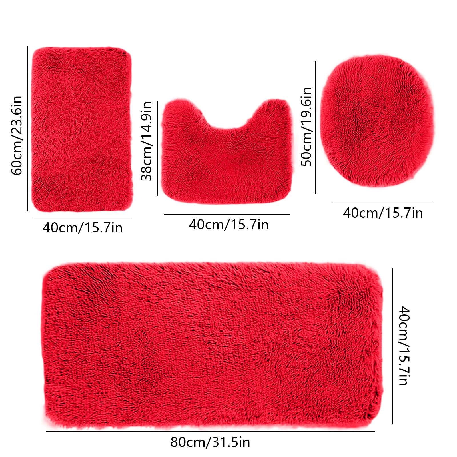 Under $5 Tyidzon Bathroom Rugs Solid Color Bath Mats 3 Set Bath Mats for bathroom Toilet Mats Universal Soft Comfortable Water Absorption Non-Slip Thick Machine Washable Easier to Dry Red 2 - Image 3