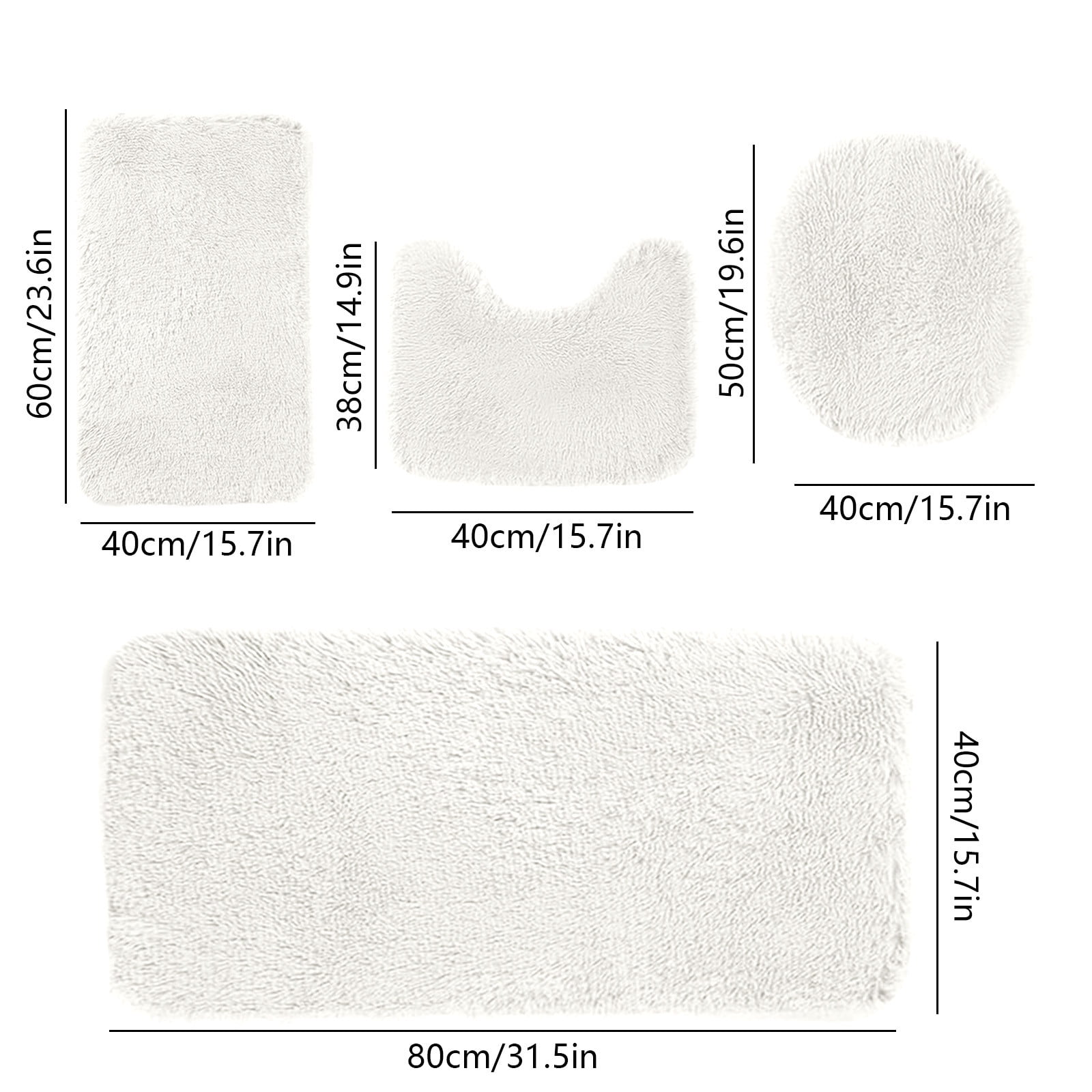 Under $5 Tyidzon Bathroom Rugs Solid Color Bath Mats 3 Set Bath Mats for bathroom Toilet Mats Universal Soft Comfortable Water Absorption Non-Slip Thick Machine Washable Easier to Dry White 2 - Image 3