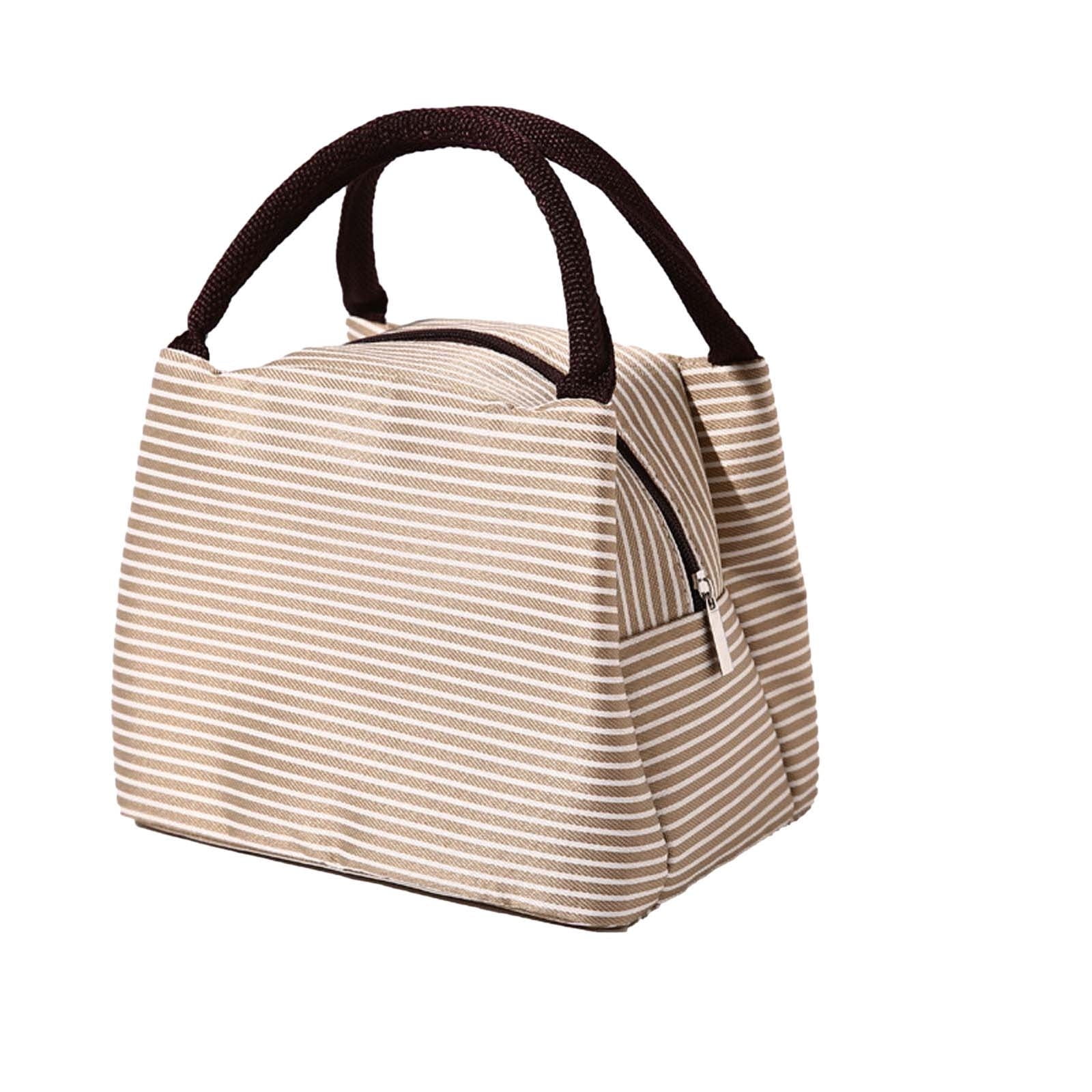 Under $1 Tyidzon Lunch Box Lunch Bag For Women Insulated Lunch Bag Reusable Tote Cooler Bag Lunchbox Suitable for Work, Travel, Outdoor Beige - Image 2