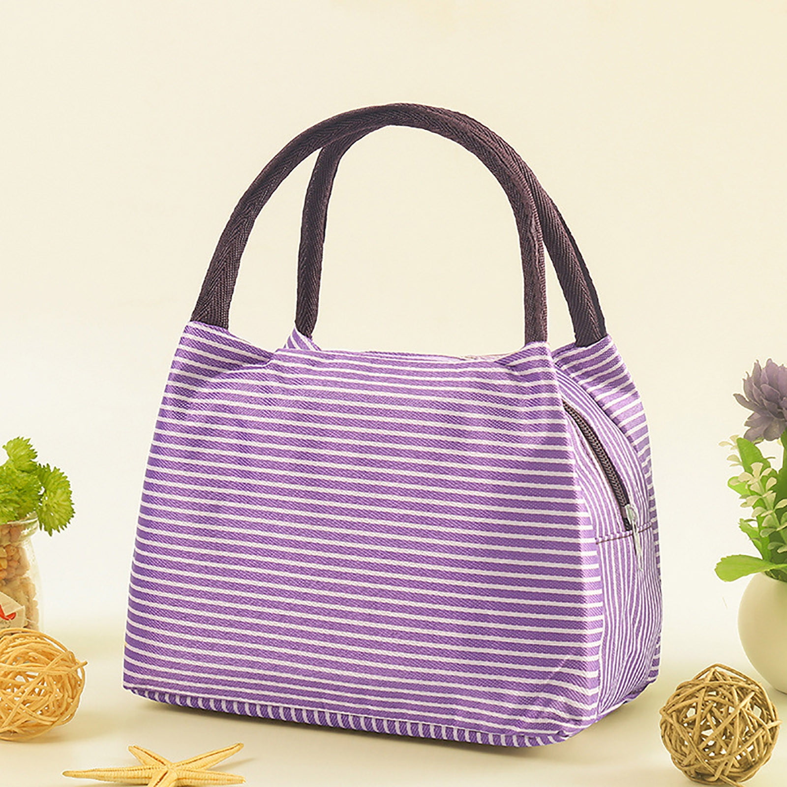 Under $1 Tyidzon Lunch Box Lunch Bag For Women Insulated Lunch Bag Reusable Tote Cooler Bag Lunchbox Suitable for Work, Travel, Outdoor Purple - Image 5