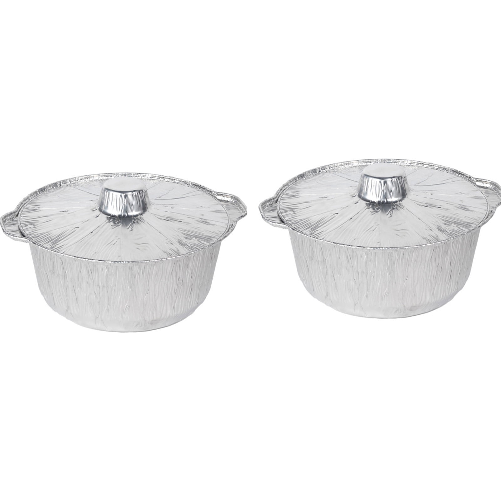Under $1 Tyidzon Foil Pans Aluminum Round Foil Pan 2pcs Disposable Aluminum Pans with Lid 10*3.5Inch Baking Foil Pan Tinfoil Camping Pot for Prepping Food - Image 2