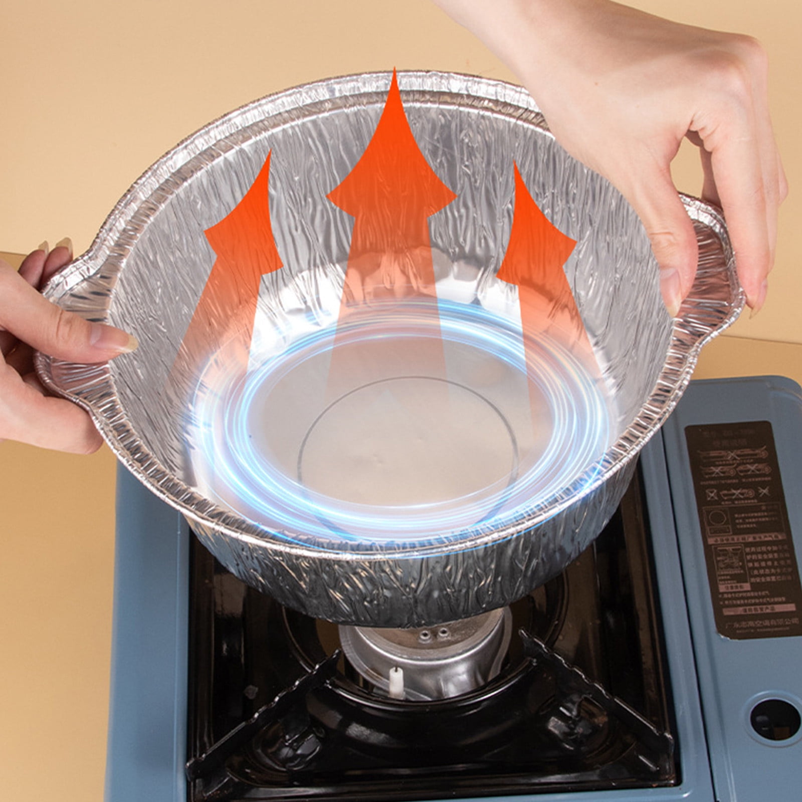 Under $1 Tyidzon Foil Pans Aluminum Round Foil Pan 2pcs Disposable Aluminum Pans with Lid 10*3.5Inch Baking Foil Pan Tinfoil Camping Pot for Prepping Food - Image 5