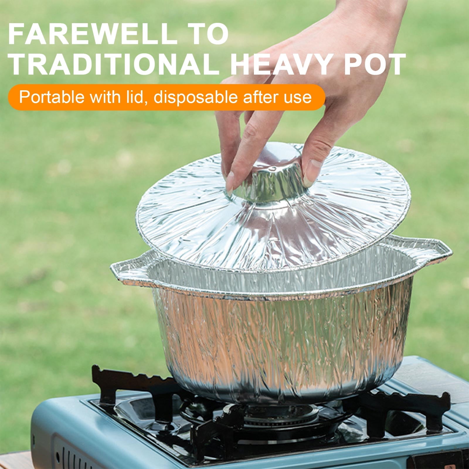 Under $1 Tyidzon Foil Pans Aluminum Round Foil Pan 2pcs Disposable Aluminum Pans with Lid 10*3.5Inch Baking Foil Pan Tinfoil Camping Pot for Prepping Food - Image 6