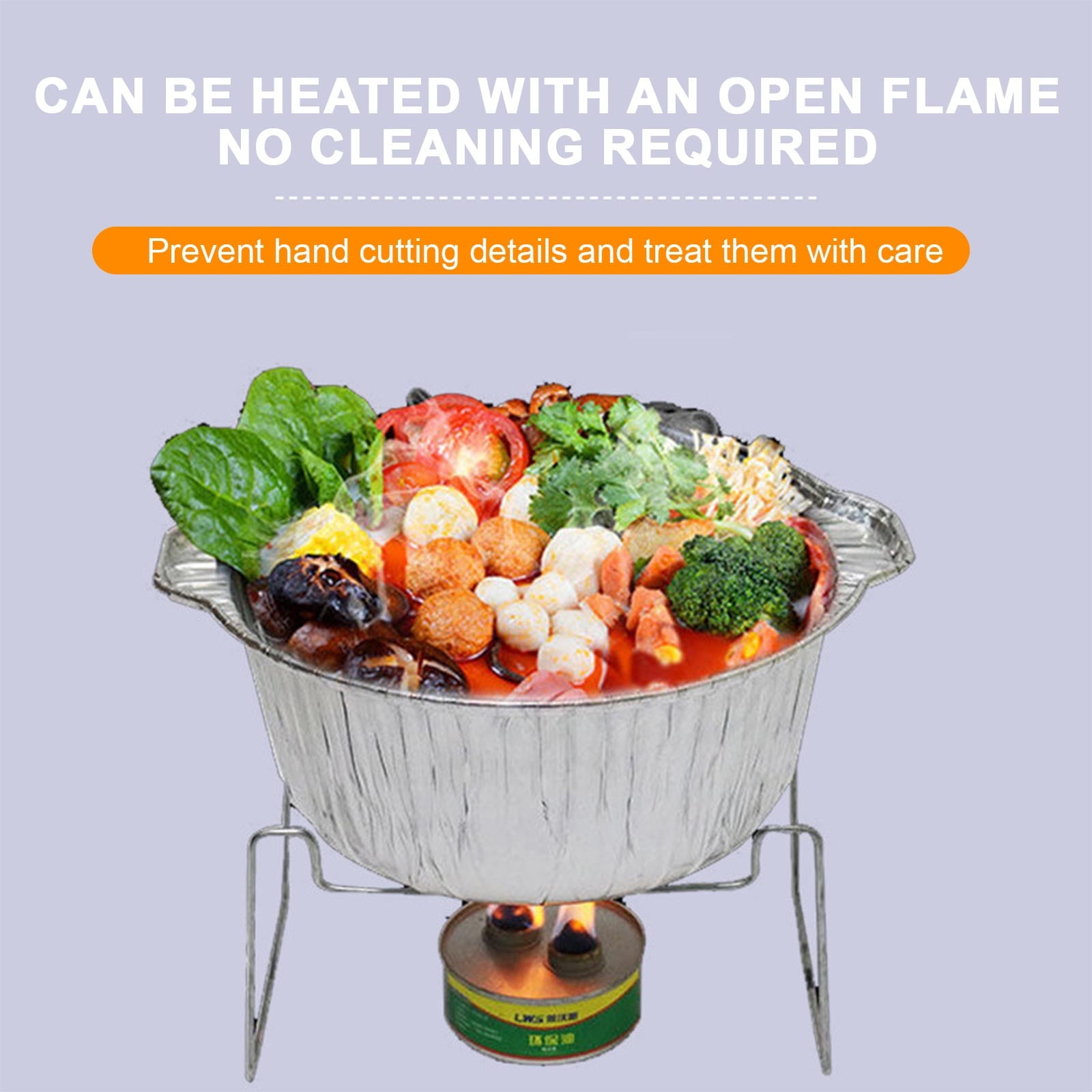 Under $1 Tyidzon Foil Pans Aluminum Round Foil Pan 2pcs Disposable Aluminum Pans with Lid 10*3.5Inch Baking Foil Pan Tinfoil Camping Pot for Prepping Food - Image 7