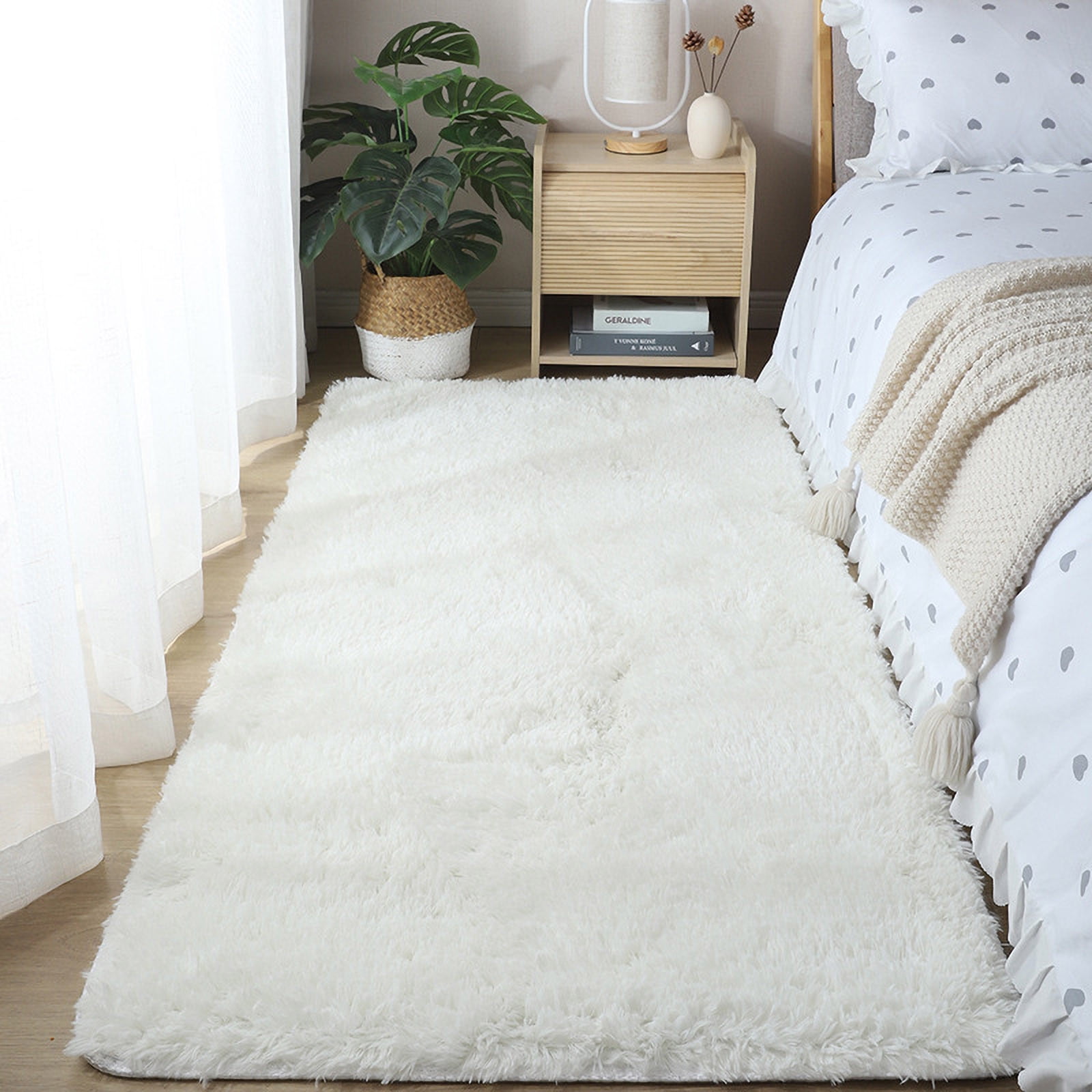 Under $20 Tyidzon Rugs for Bedroom Ultra Soft Modern Area Rug Living Room Rug, Rug Home Room Plush Carpet Decor Bedroom Rugs White - Image 1