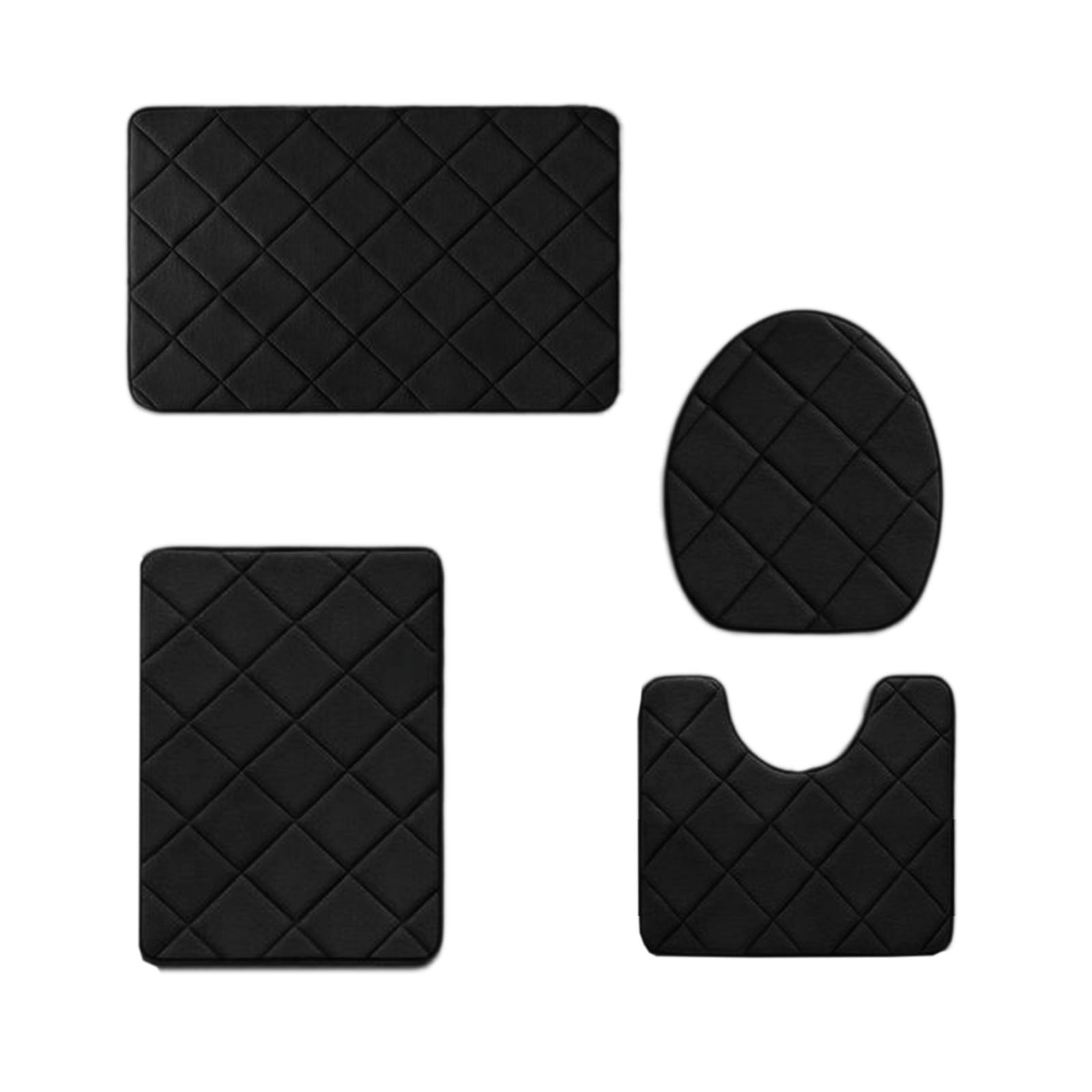 Clearance Tyidzon Bathroom Rugs 4 Piece Ultra Soft & Non-Slip Memory Foam Bath Mats for Bathroom, Absorbent Quick-Drying Bath Mats for Shower Bathroom Floor Rugs Black - Image 2