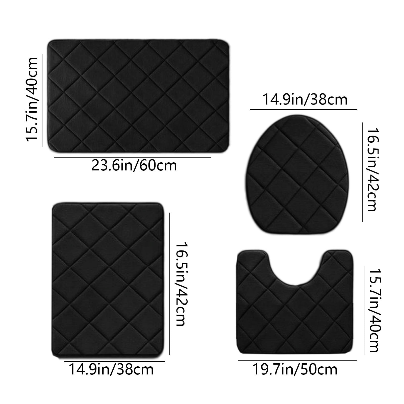 Clearance Tyidzon Bathroom Rugs 4 Piece Ultra Soft & Non-Slip Memory Foam Bath Mats for Bathroom, Absorbent Quick-Drying Bath Mats for Shower Bathroom Floor Rugs Black - Image 3