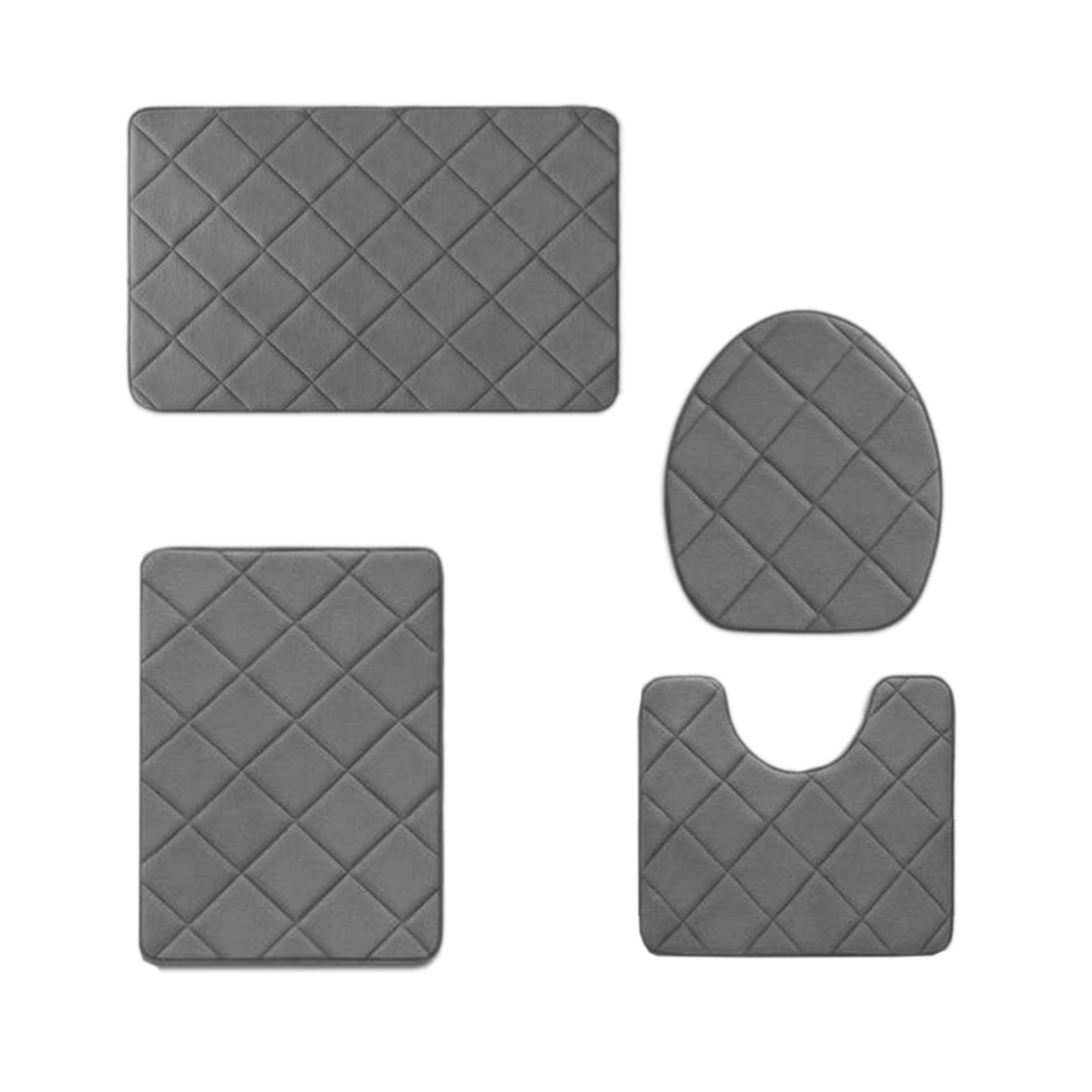 Clearance Tyidzon Bathroom Rugs 4 Piece Ultra Soft & Non-Slip Memory Foam Bath Mats for Bathroom, Absorbent Quick-Drying Bath Mats for Shower Bathroom Floor Rugs Dark Gray - Image 2