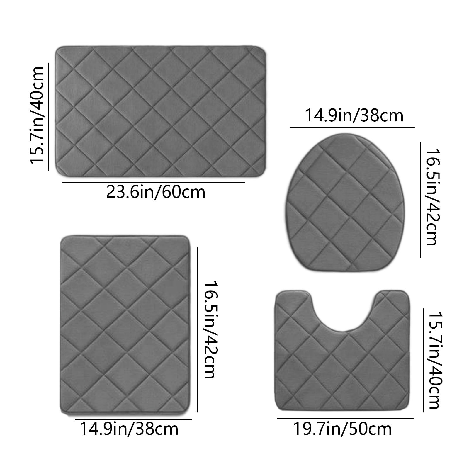 Clearance Tyidzon Bathroom Rugs 4 Piece Ultra Soft & Non-Slip Memory Foam Bath Mats for Bathroom, Absorbent Quick-Drying Bath Mats for Shower Bathroom Floor Rugs Dark Gray - Image 3