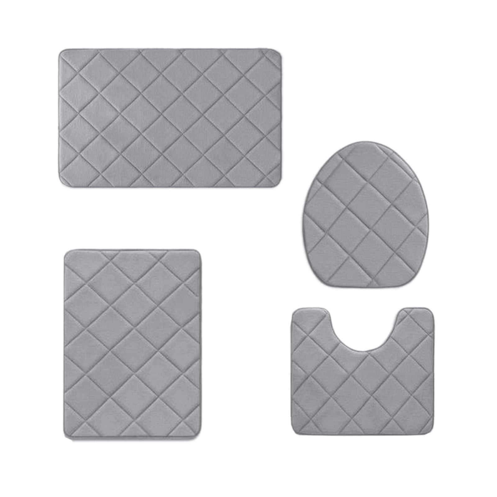 Clearance Tyidzon Bathroom Rugs 4 Piece Ultra Soft & Non-Slip Memory Foam Bath Mats for Bathroom, Absorbent Quick-Drying Bath Mats for Shower Bathroom Floor Rugs Gray - Image 2