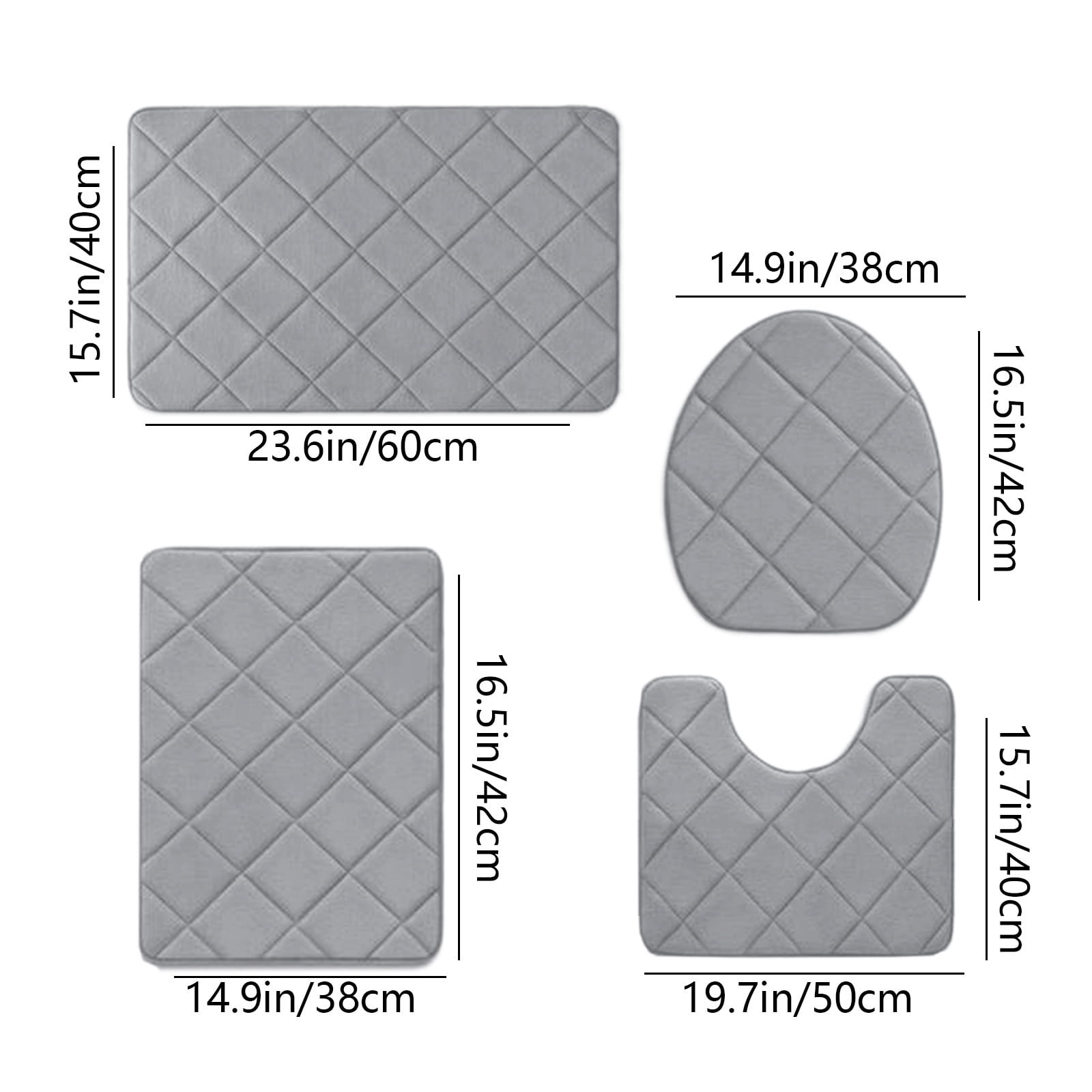 Clearance Tyidzon Bathroom Rugs 4 Piece Ultra Soft & Non-Slip Memory Foam Bath Mats for Bathroom, Absorbent Quick-Drying Bath Mats for Shower Bathroom Floor Rugs Gray - Image 3