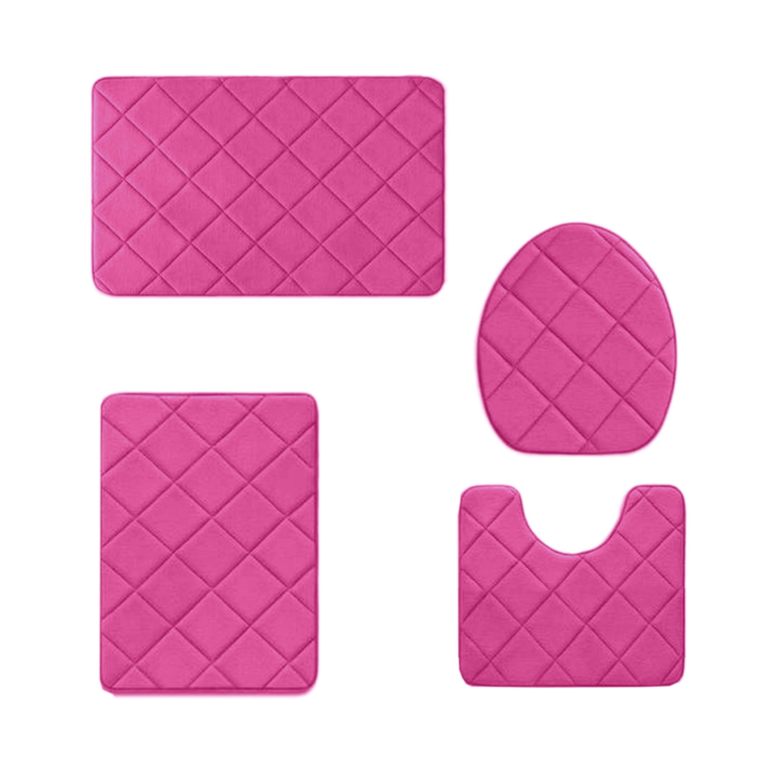 Clearance Tyidzon Bathroom Rugs 4 Piece Ultra Soft & Non-Slip Memory Foam Bath Mats for Bathroom, Absorbent Quick-Drying Bath Mats for Shower Bathroom Floor Rugs Pink - Image 2