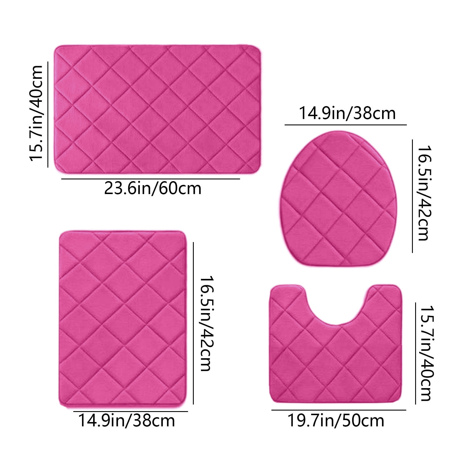 Clearance Tyidzon Bathroom Rugs 4 Piece Ultra Soft & Non-Slip Memory Foam Bath Mats for Bathroom, Absorbent Quick-Drying Bath Mats for Shower Bathroom Floor Rugs Pink - Image 3