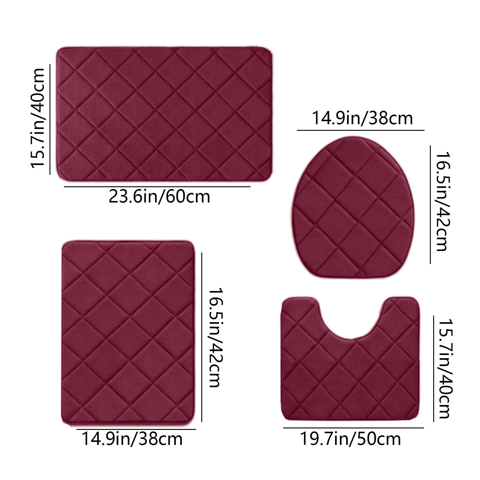 Clearance Tyidzon Bathroom Rugs 4 Piece Ultra Soft & Non-Slip Memory Foam Bath Mats for Bathroom, Absorbent Quick-Drying Bath Mats for Shower Bathroom Floor Rugs Red - Image 3