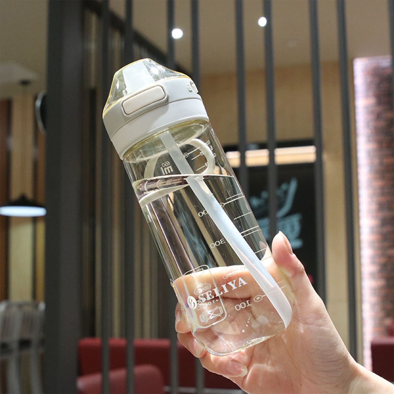 Tyidzon Straw Water Bottle, Water Bottle Cup for Kids/Toddlers Ages 3+ Spill Proof Leak Proof, Water Bottles Great for School Sports Daycare & Camp White - Image 1