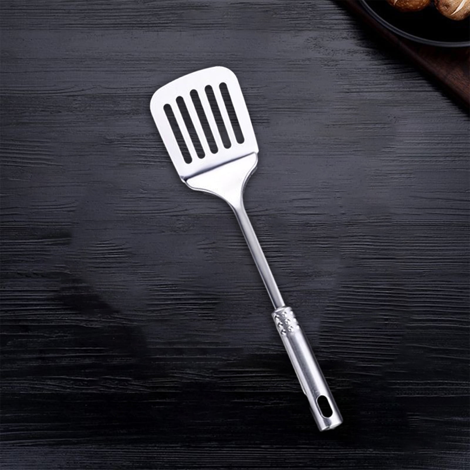 Tyidzon 13 Inch Stainless Steel Spatula Silver Slotted Metal Spatula Heavy Duty Sturdy Kitchen Spatula High Heat Resistant Fryer Barbecue Cookware Etc Kitchen Meat Spatula Silver - Image 4