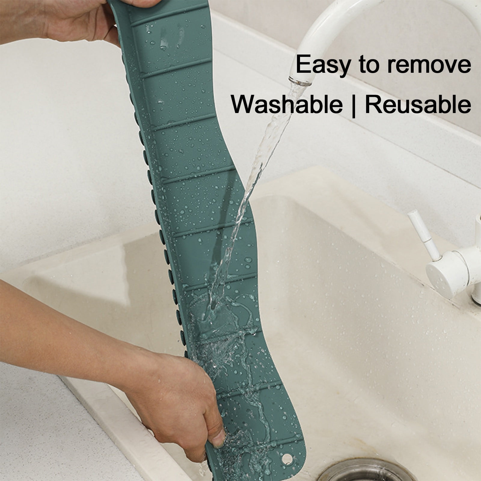 Tyidzon Silicone Sink Splash Guard 19.29X3.54X1.97 Inch Water Splash Guard for Kitchen and Bathroom Kitchen Sink Splash Guard with Suction Cup Green - Image 7