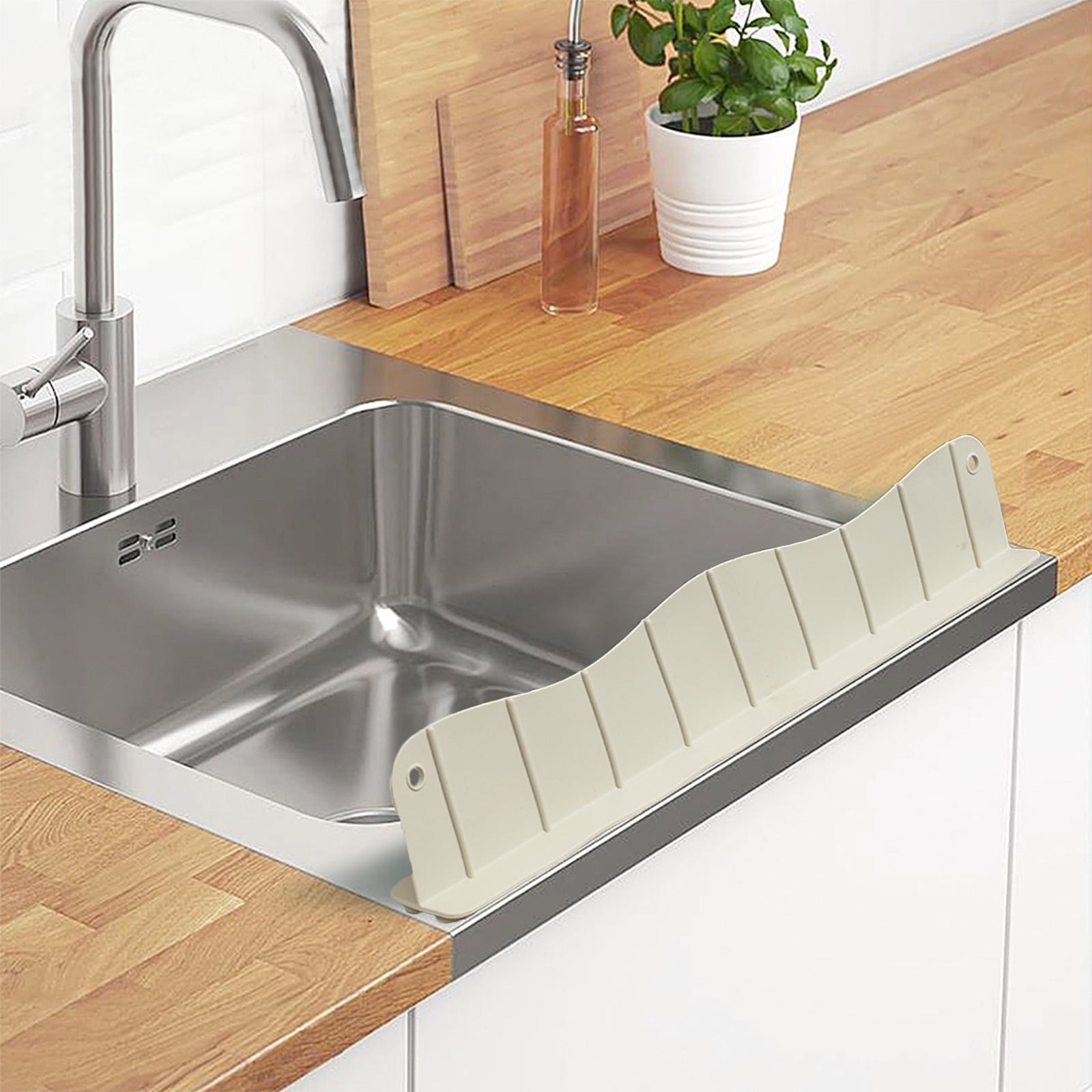 Tyidzon Silicone Sink Splash Guard 19.29X3.54X1.97 Inch Water Splash Guard for Kitchen and Bathroom Kitchen Sink Splash Guard with Suction Cup White - Image 1