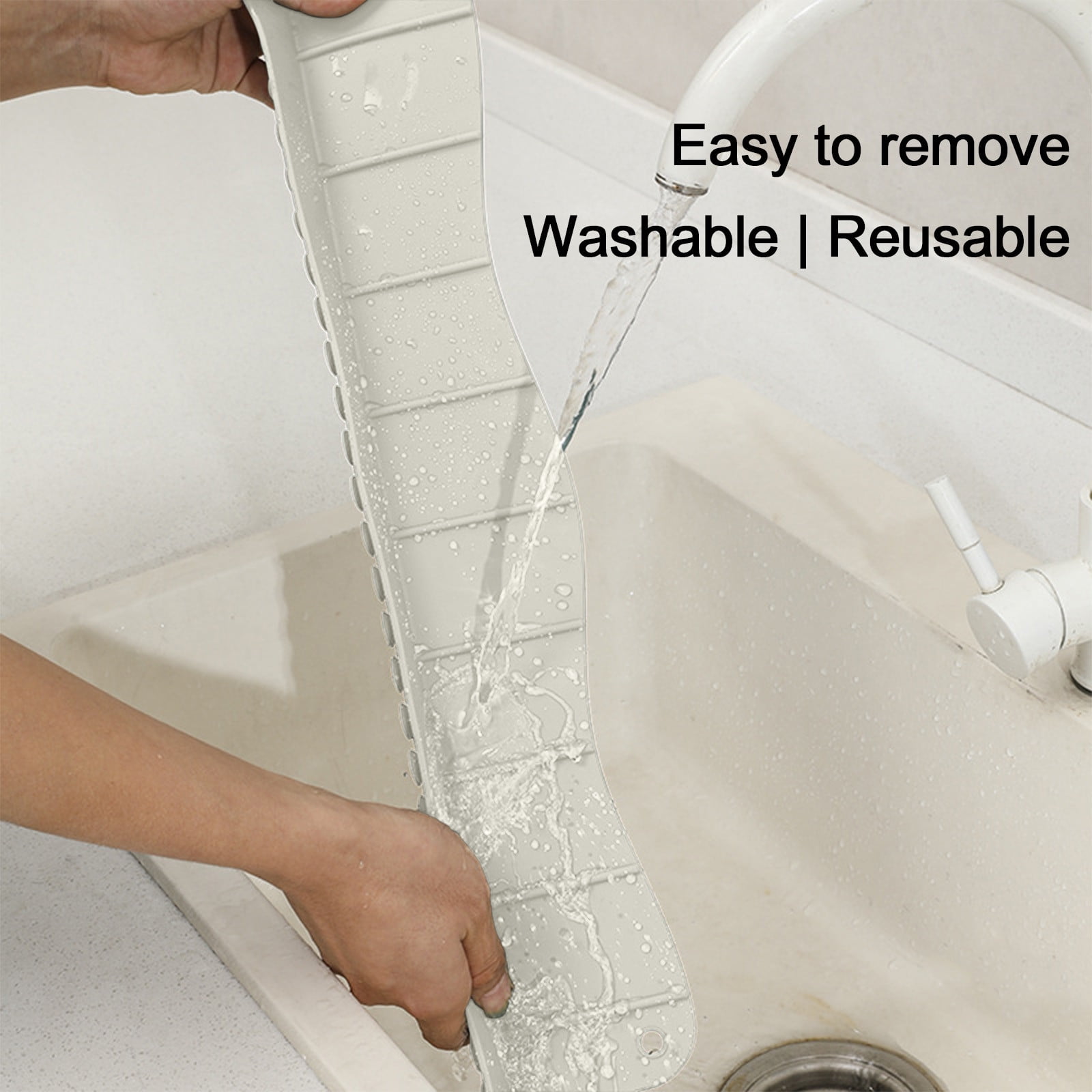 Tyidzon Silicone Sink Splash Guard 19.29X3.54X1.97 Inch Water Splash Guard for Kitchen and Bathroom Kitchen Sink Splash Guard with Suction Cup White - Image 5