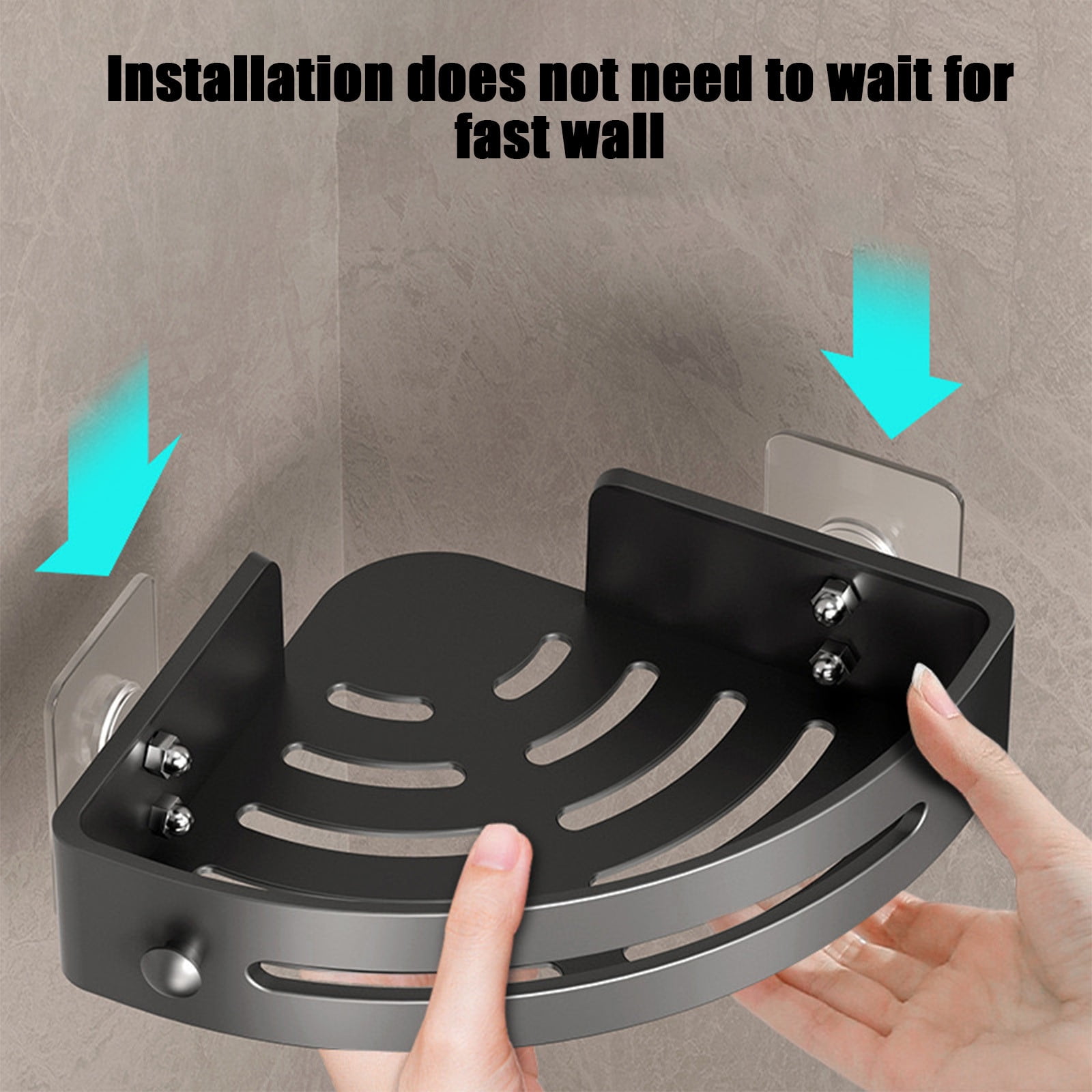 Tyidzon Bathroom Corner Shelf Gray Wall Mounted Corner Shower Caddy Kitchen Corner Shelves No Drill Shower Organizer Black - Image 4