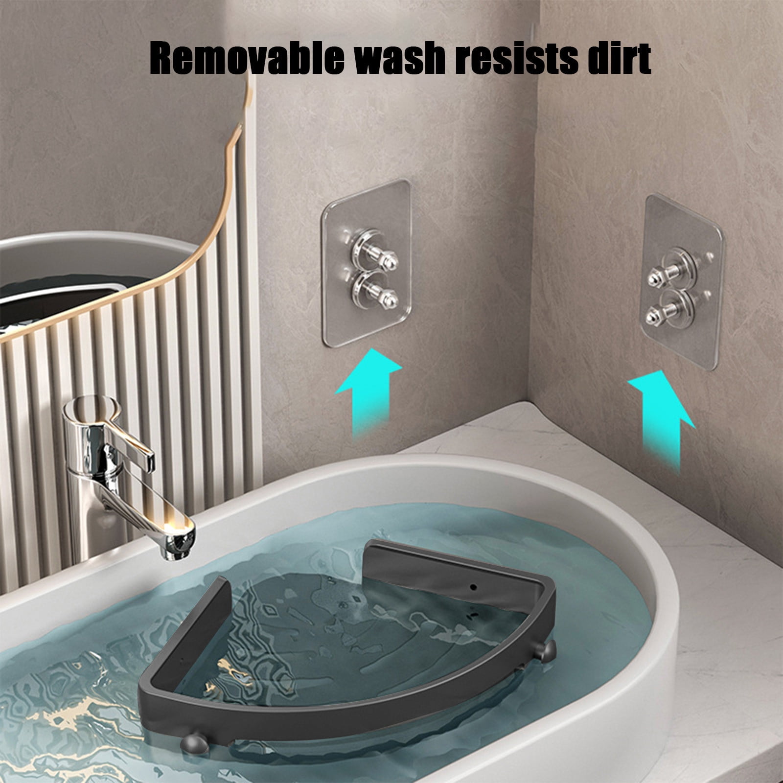 Tyidzon Bathroom Corner Shelf Gray Wall Mounted Corner Shower Caddy Kitchen Corner Shelves No Drill Shower Organizer Black - Image 5