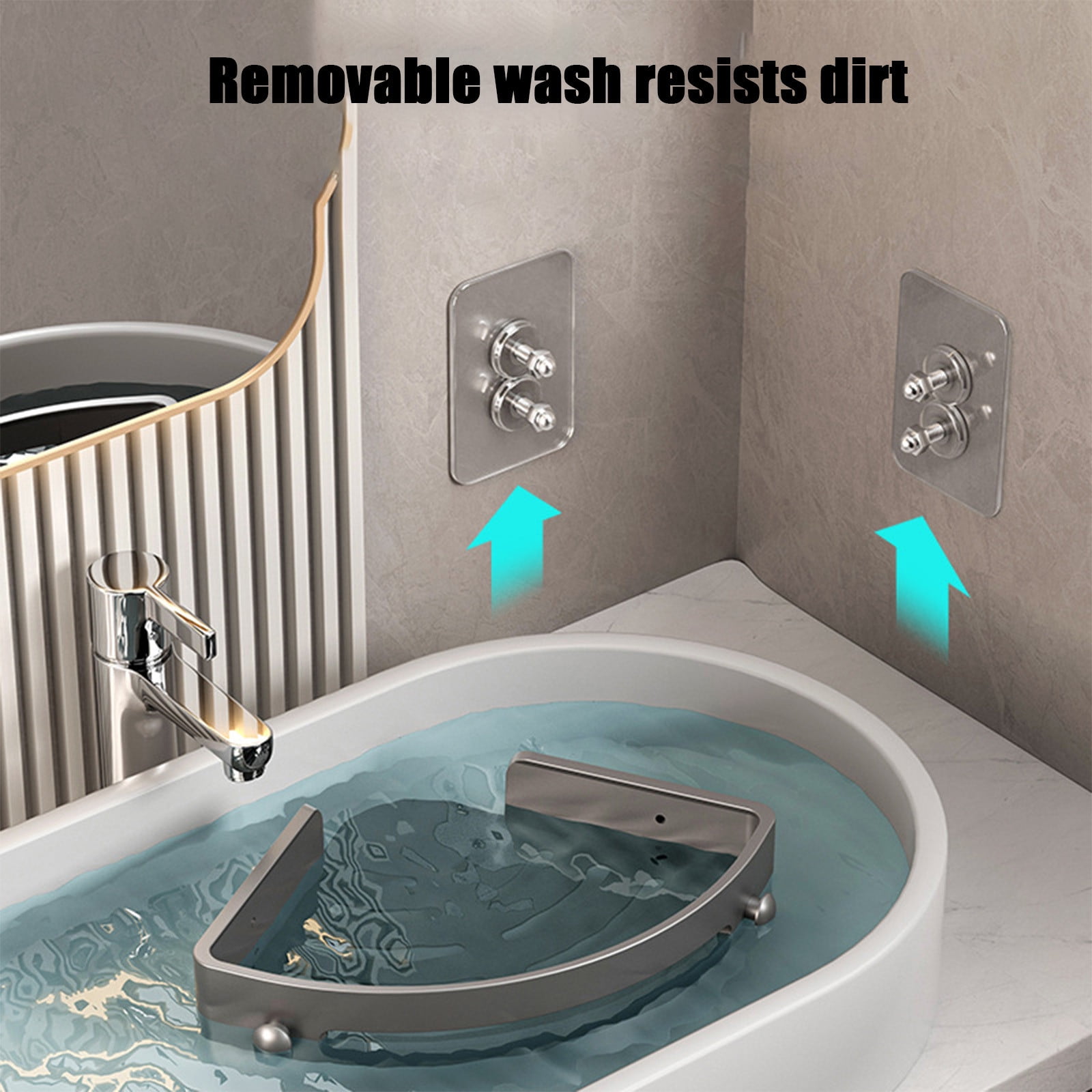 Tyidzon Bathroom Corner Shelf Gray Wall Mounted Corner Shower Caddy Kitchen Corner Shelves No Drill Shower Organizer Gray - Image 5