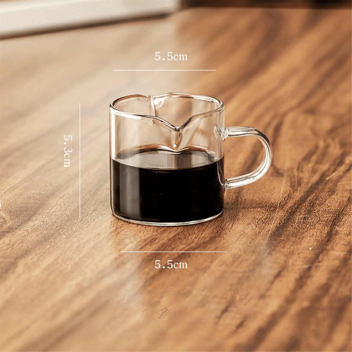 Espresso Cups Set of 2, 4 OZ Double Spouts Cups, Espresso Shot Glasses, Milk Cup with Handle, Clear Glass, Espresso By PULMCheerger 1 Set transparent color - Image 5