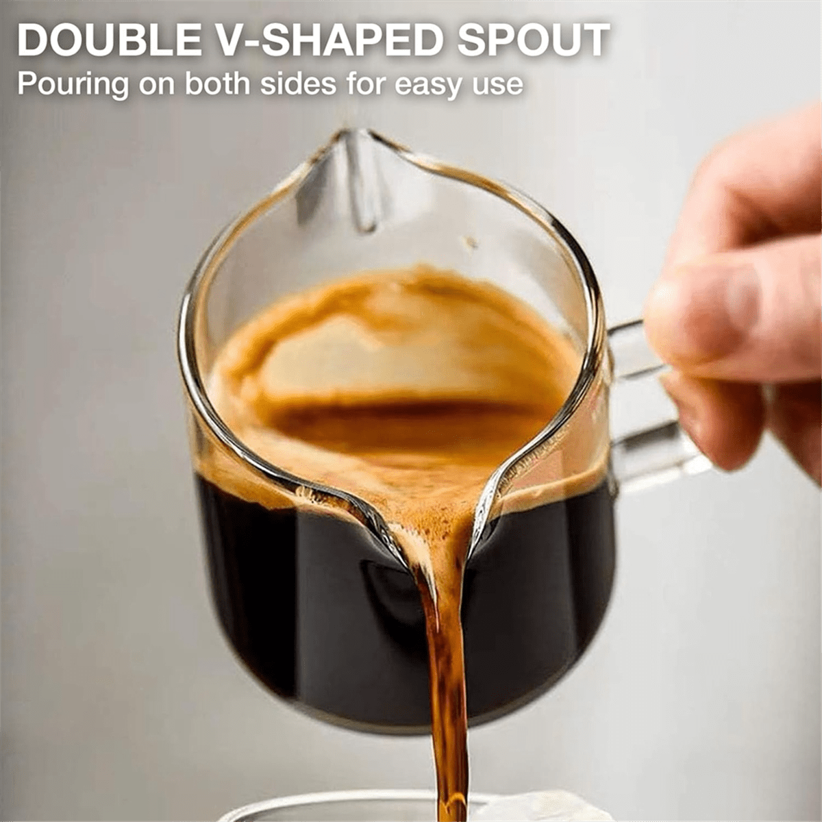 Espresso Cups Set of 2, 4 OZ Double Spouts Cups, Espresso Shot Glasses, Milk Cup with Handle, Clear Glass, Espresso By PULMCheerger 1 Set transparent color - Image 6