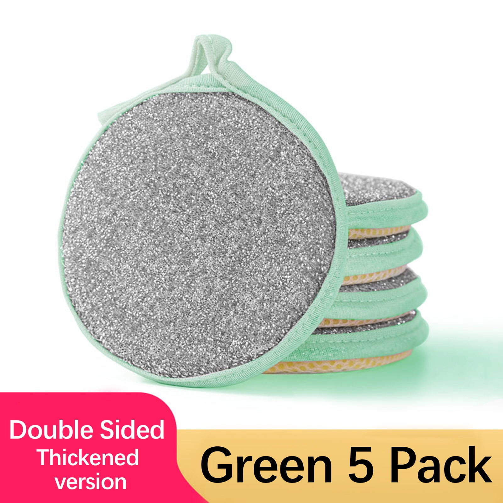 Under $1 Tyidzon Sponges Kitchen Multi-Purpose,5Pc Non-Scratch Sponges for Cleaning, Along with Heavy Duty Scrubbing Power - Reusable Double-Sided Dish Sponge for Dishes, Pots and Pans Green - Image 1