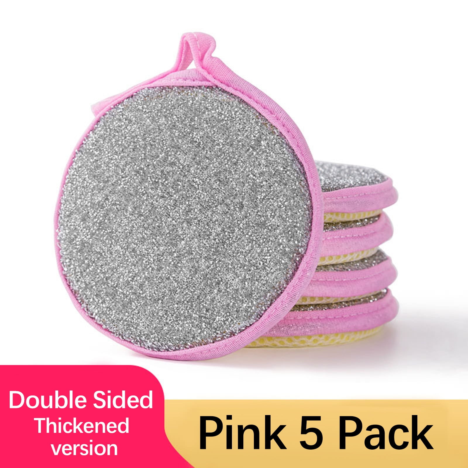 Under $1 Tyidzon Sponges Kitchen Multi-Purpose,5Pc Non-Scratch Sponges for Cleaning, Along with Heavy Duty Scrubbing Power - Reusable Double-Sided Dish Sponge for Dishes, Pots and Pans Pink - Image 1