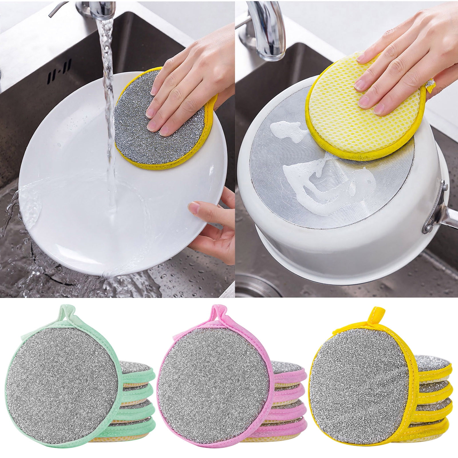 Under $1 Tyidzon Sponges Kitchen Multi-Purpose,5Pc Non-Scratch Sponges for Cleaning, Along with Heavy Duty Scrubbing Power - Reusable Double-Sided Dish Sponge for Dishes, Pots and Pans Pink - Image 4