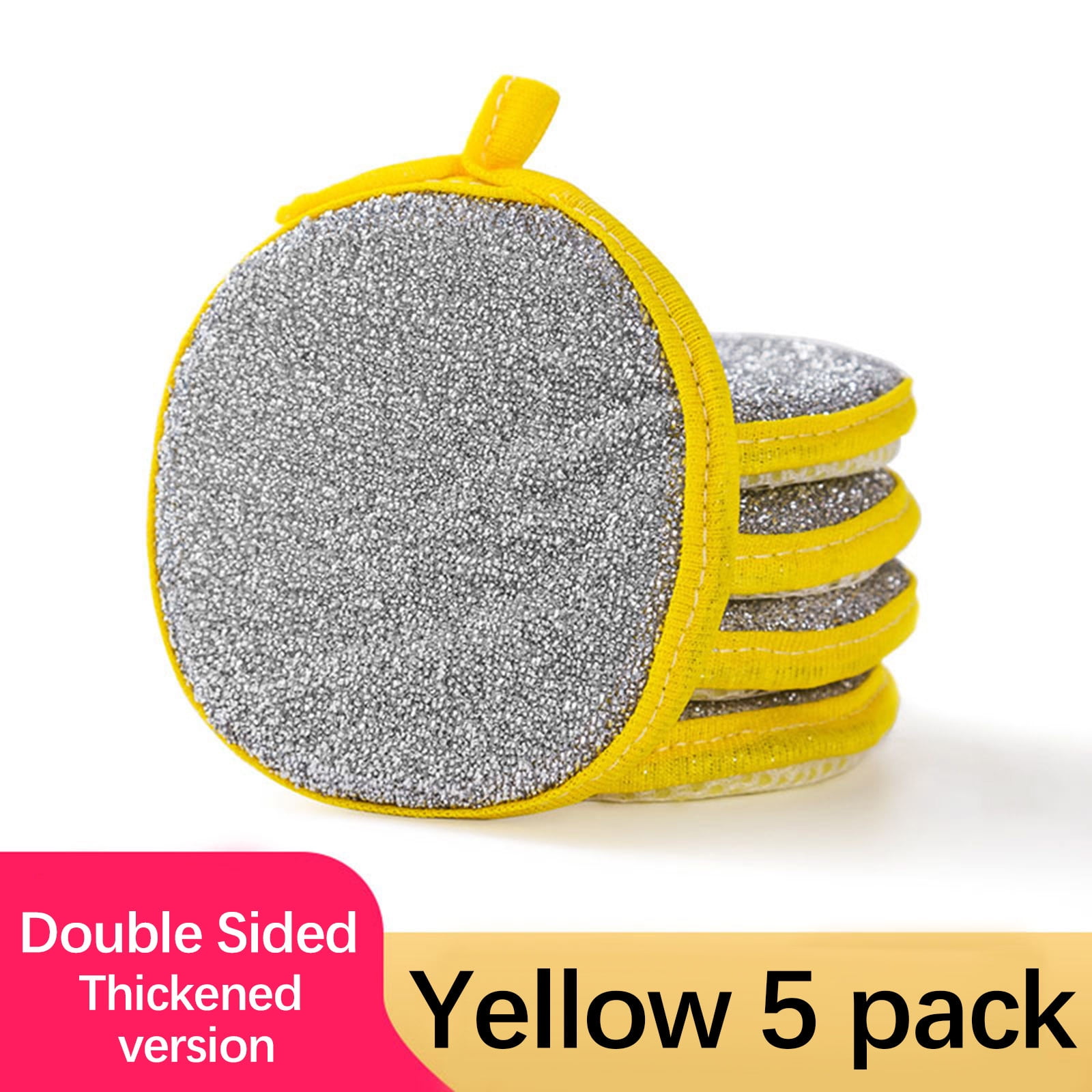 Under $1 Tyidzon Sponges Kitchen Multi-Purpose,5Pc Non-Scratch Sponges for Cleaning, Along with Heavy Duty Scrubbing Power - Reusable Double-Sided Dish Sponge for Dishes, Pots and Pans Yellow - Image 1