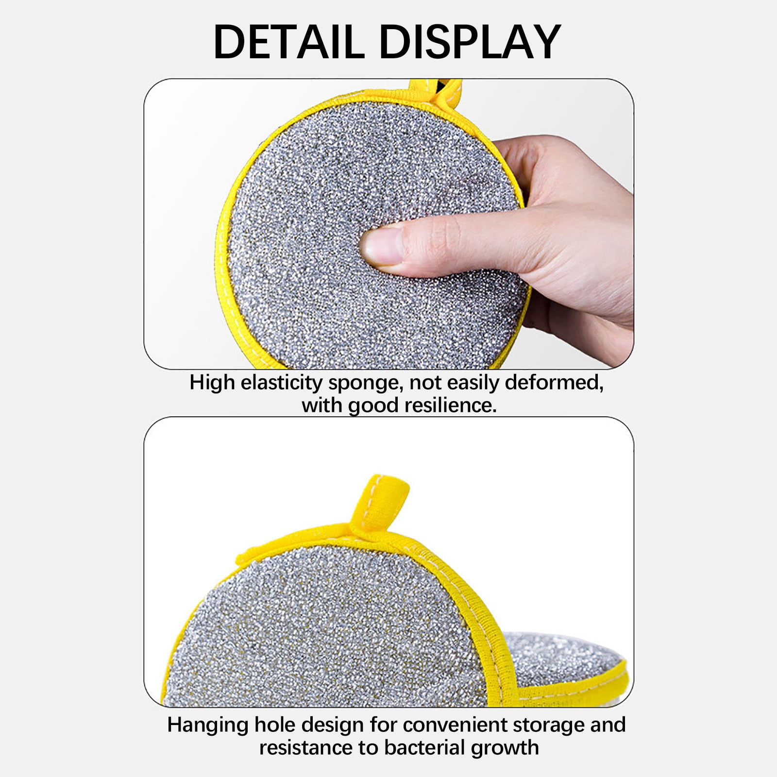 Under $1 Tyidzon Sponges Kitchen Multi-Purpose,5Pc Non-Scratch Sponges for Cleaning, Along with Heavy Duty Scrubbing Power - Reusable Double-Sided Dish Sponge for Dishes, Pots and Pans Yellow - Image 8
